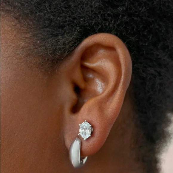 Mikki Metal Huggie Earrings in Silver - Picture 3 of 3